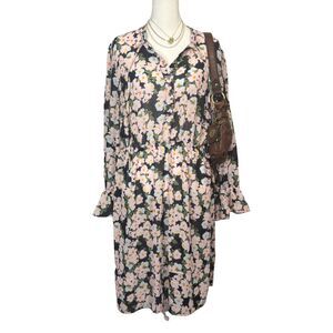 J.Crew Mercantile Floral V-Neck Wrap Maxi Dress Blue Pink Flower Print